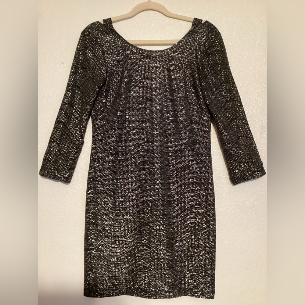 New BCBGeneration Metallic Chevron Dress